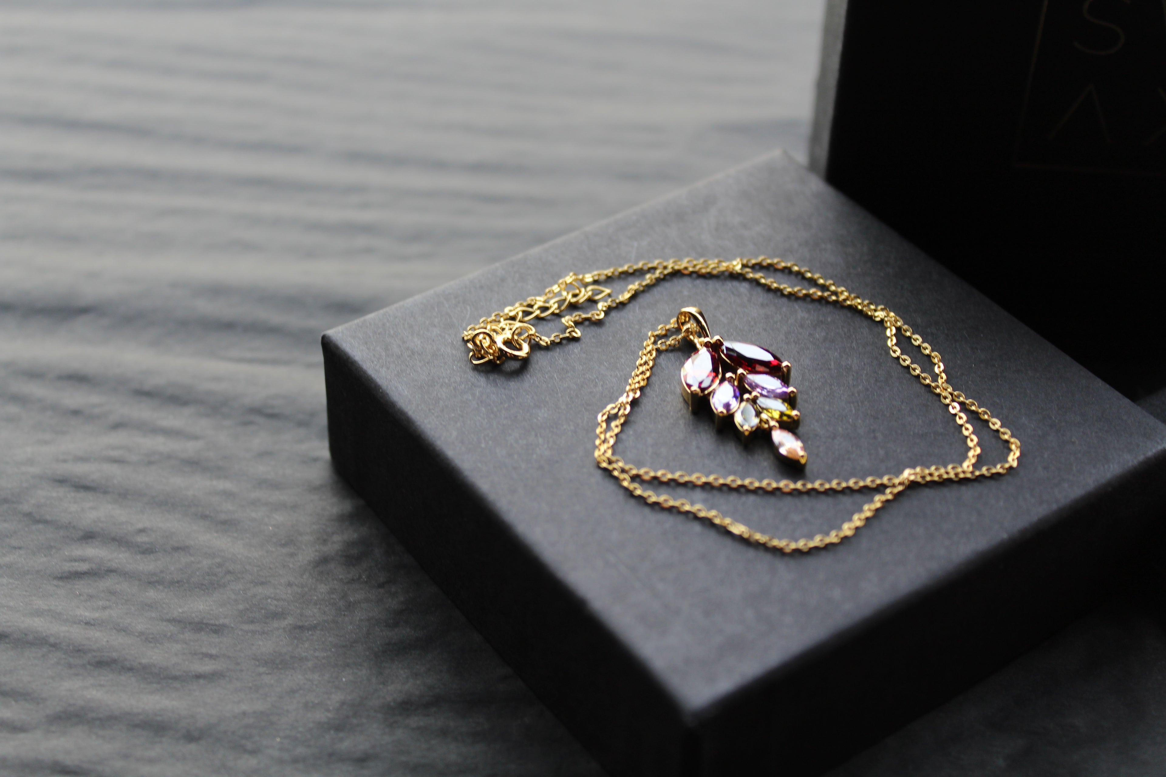 Gold Vermeil & Rainbow Leaf Cubic Zirconia Necklace