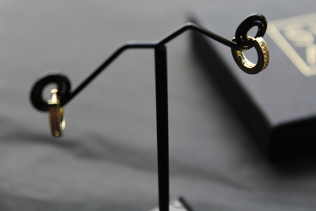 Gold & Cubic Zirconia Huggie Earrings
