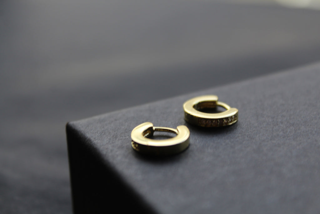 Gold & Cubic Zirconia Huggie Earrings