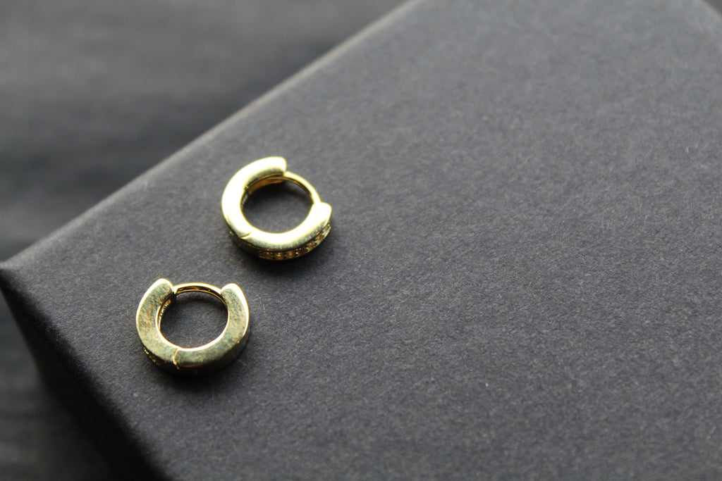 Gold & Cubic Zirconia Huggie Earrings