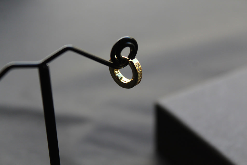Gold & Cubic Zirconia Huggie Earrings