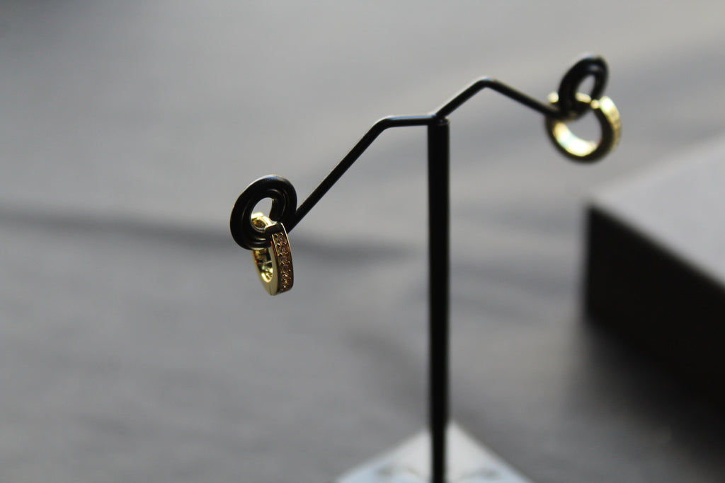 Gold & Cubic Zirconia Huggie Earrings