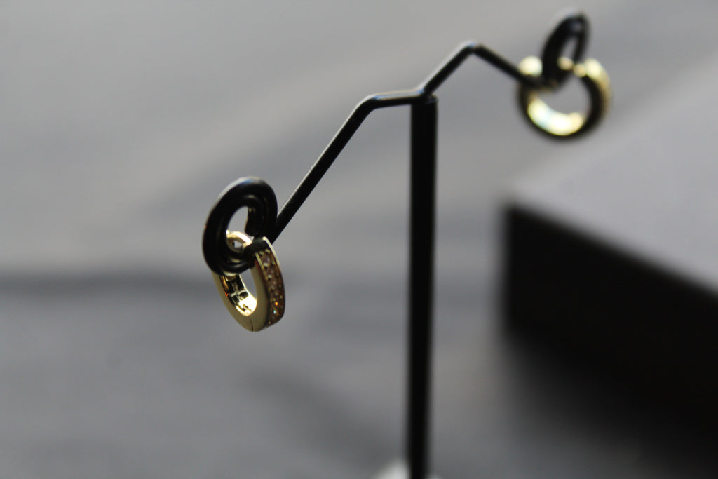 Gold & Cubic Zirconia Huggie Earrings