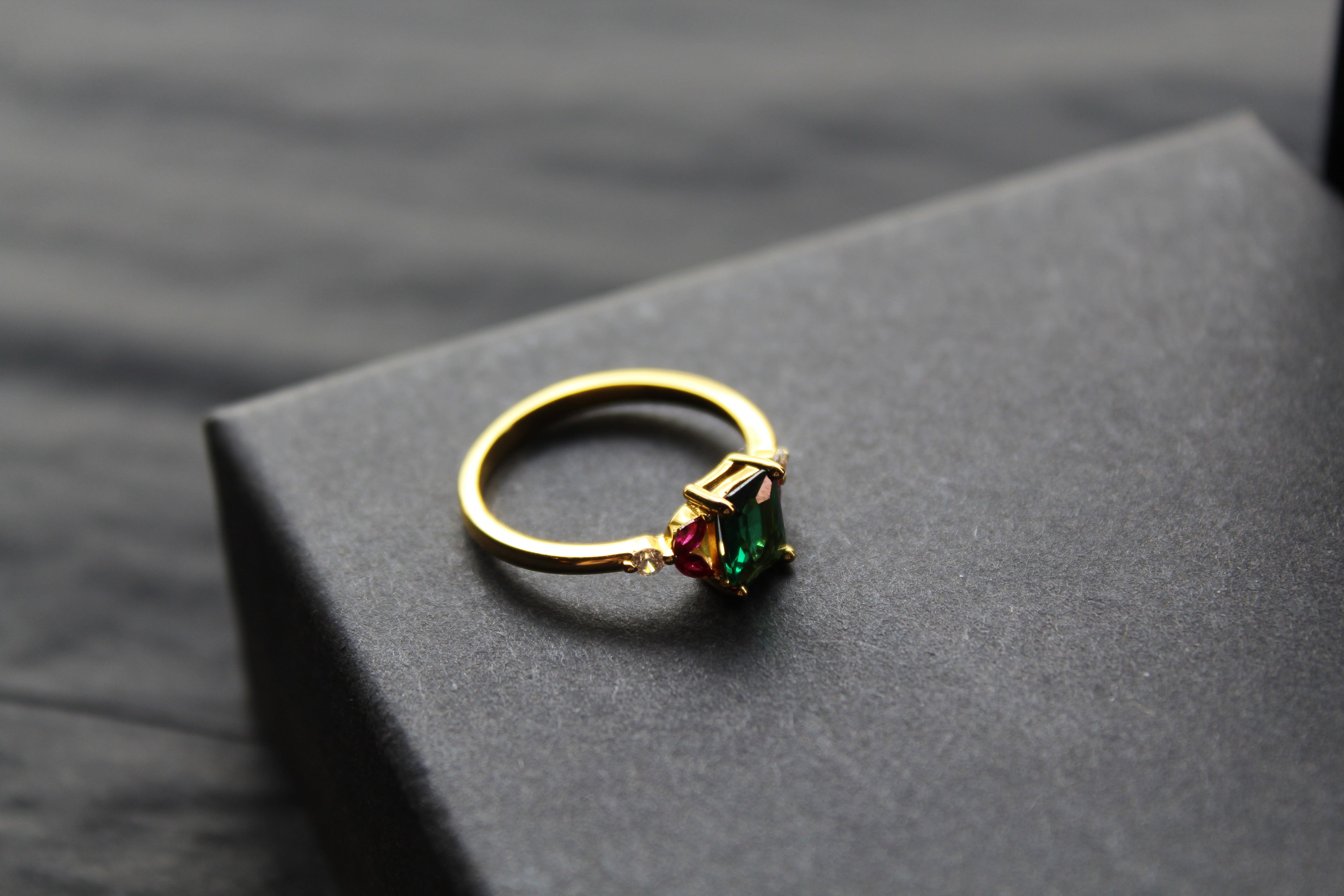 Gold & Multi Coloured Cubic Zirconia Dress Ring