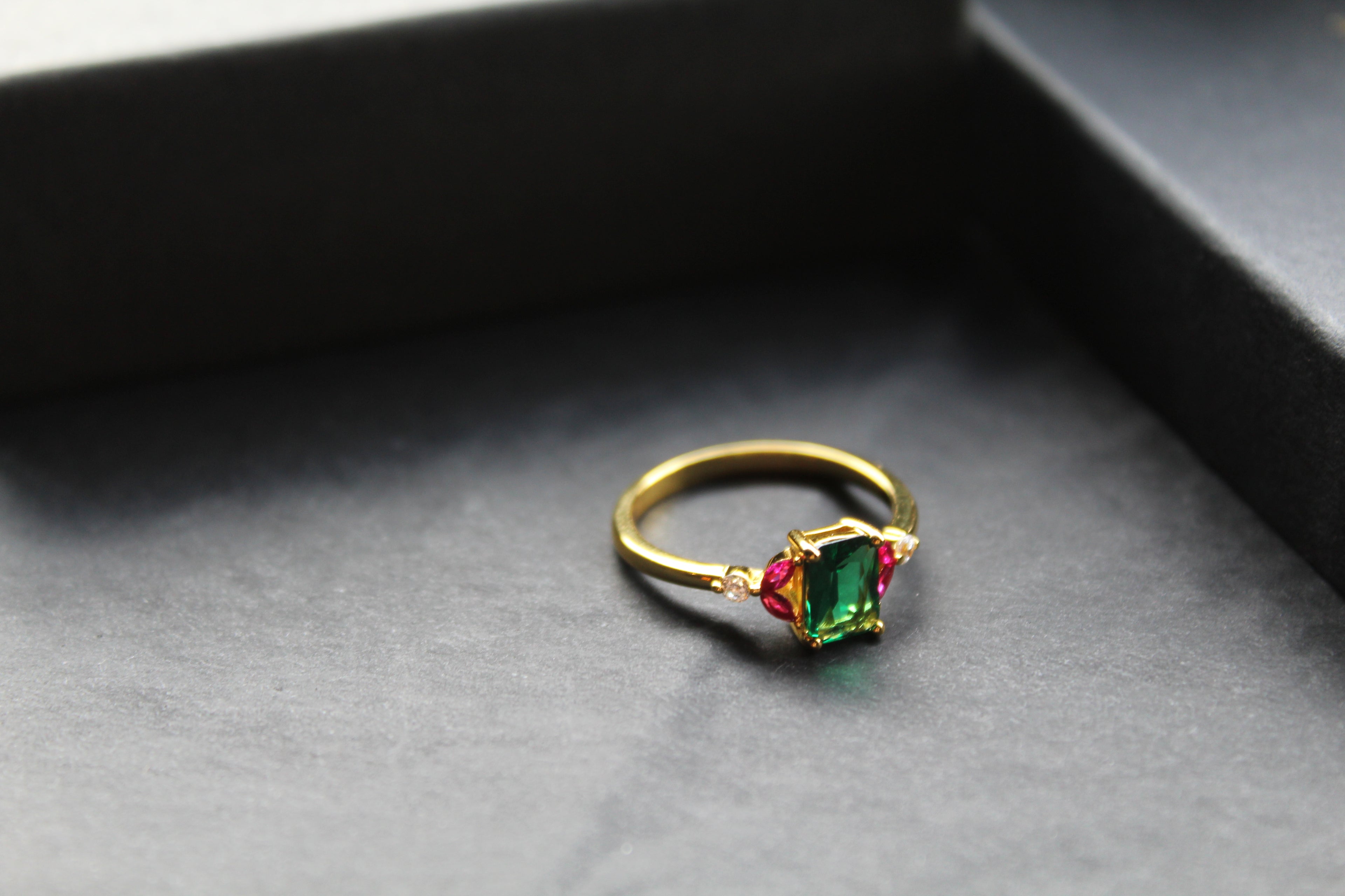 Gold & Multi Coloured Cubic Zirconia Dress Ring