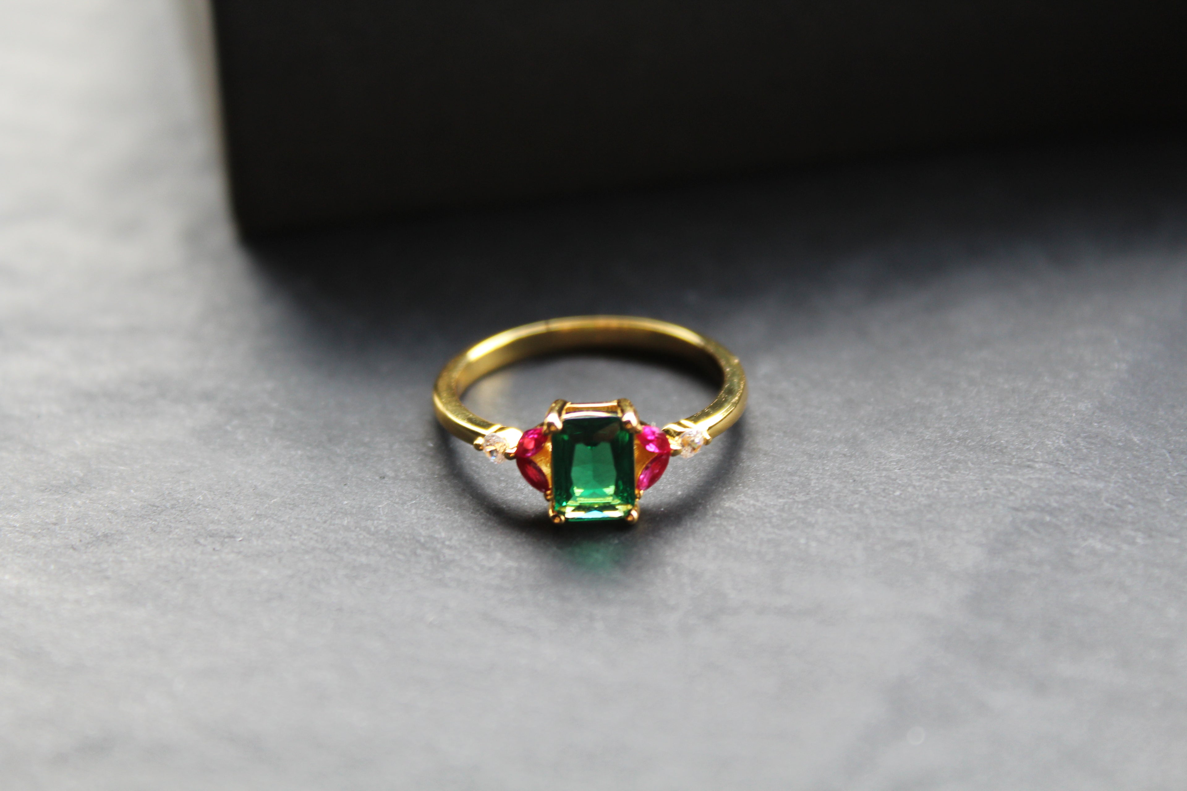 Gold & Multi Coloured Cubic Zirconia Dress Ring
