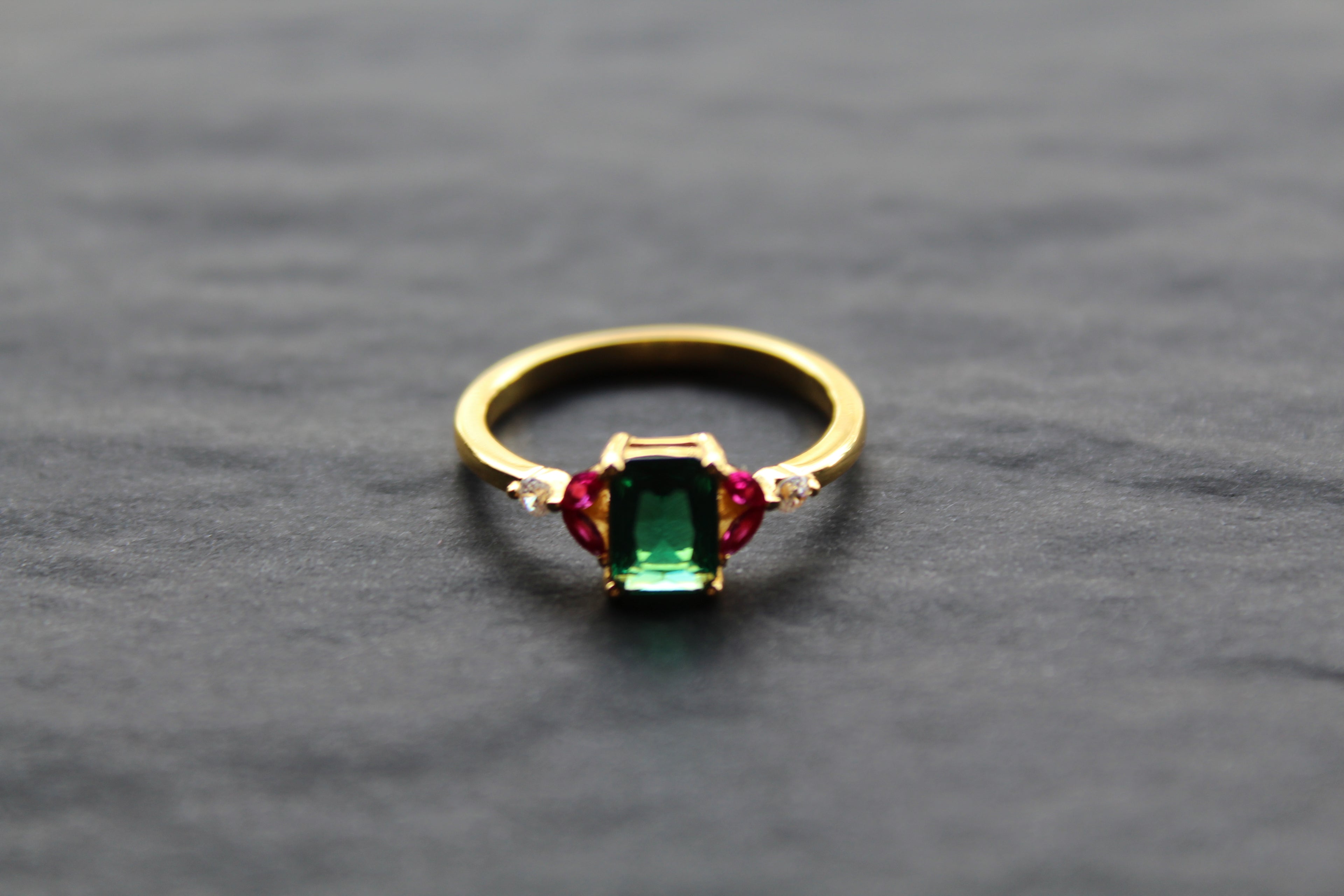 Gold & Multi Coloured Cubic Zirconia Dress Ring