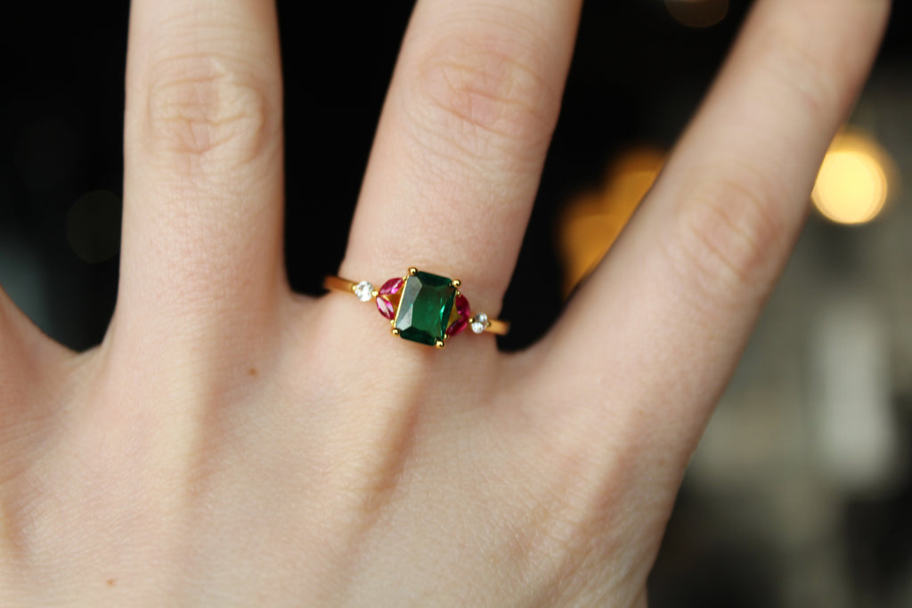 Gold & Multi Coloured Cubic Zirconia Dress Ring