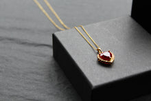 Load image into Gallery viewer, Gold &amp; Ruby Cubic Zirconia Heart of India Pendant with 16-18&quot; Chain
