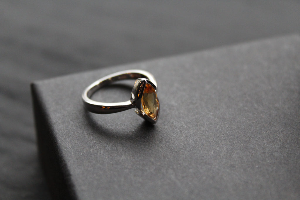 Sterling Silver Citrine Marquise Dress Ring