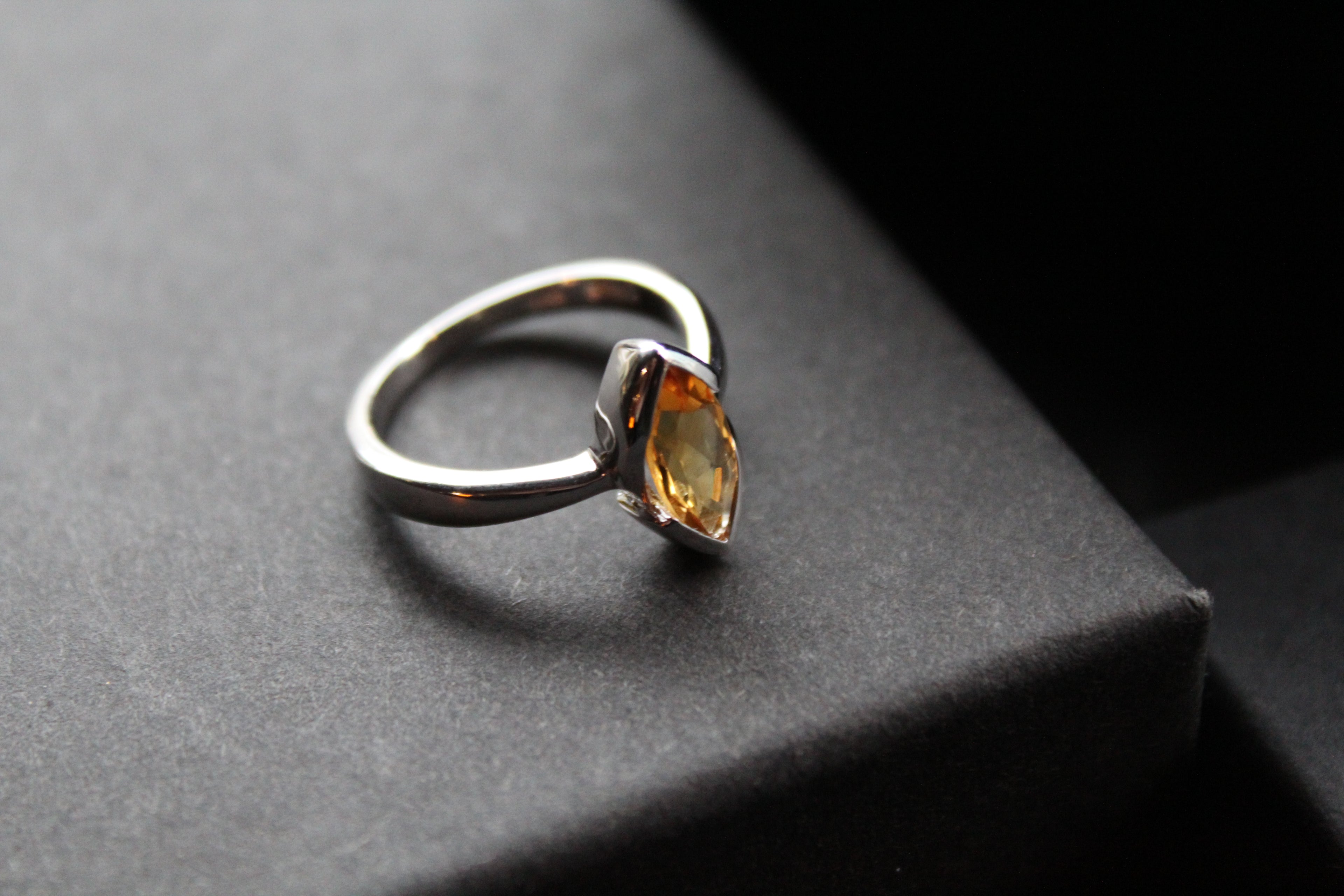 Sterling Silver Citrine Marquise Dress Ring