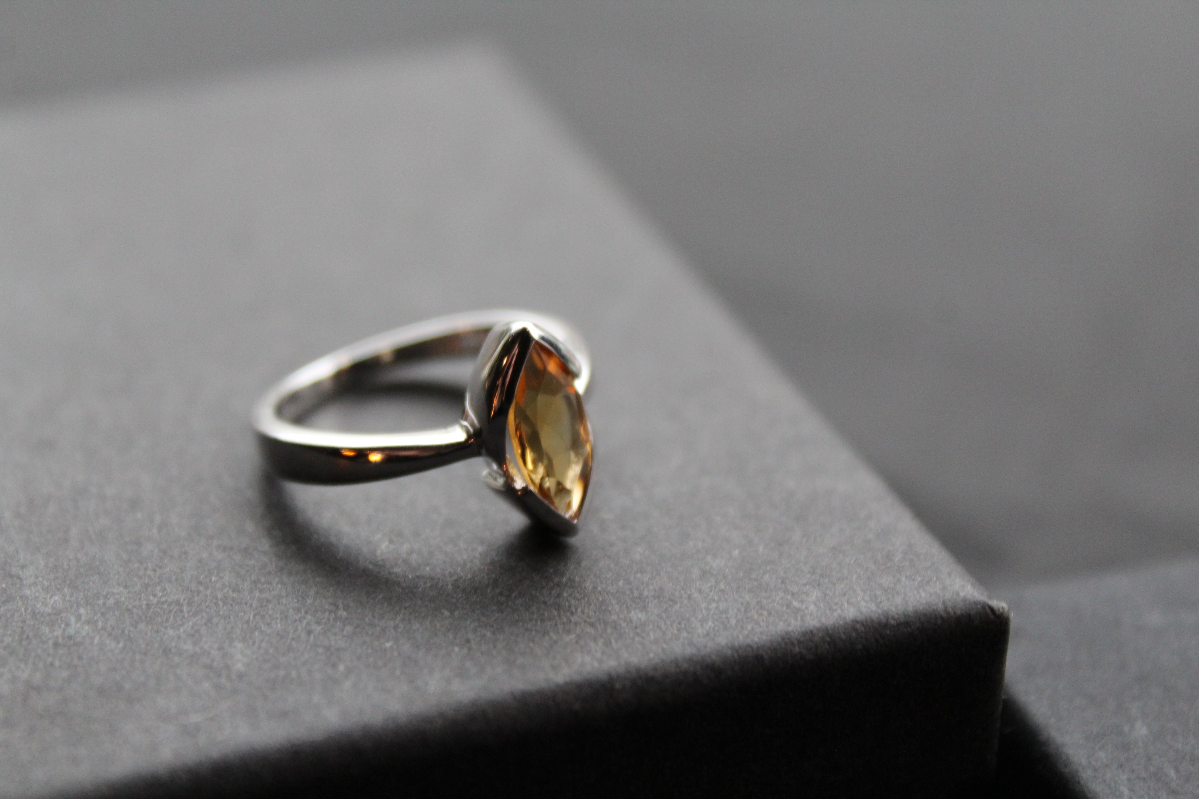 Sterling Silver Citrine Marquise Dress Ring