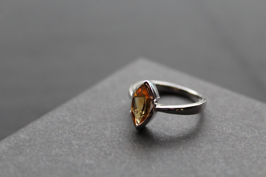 Sterling Silver Citrine Marquise Dress Ring