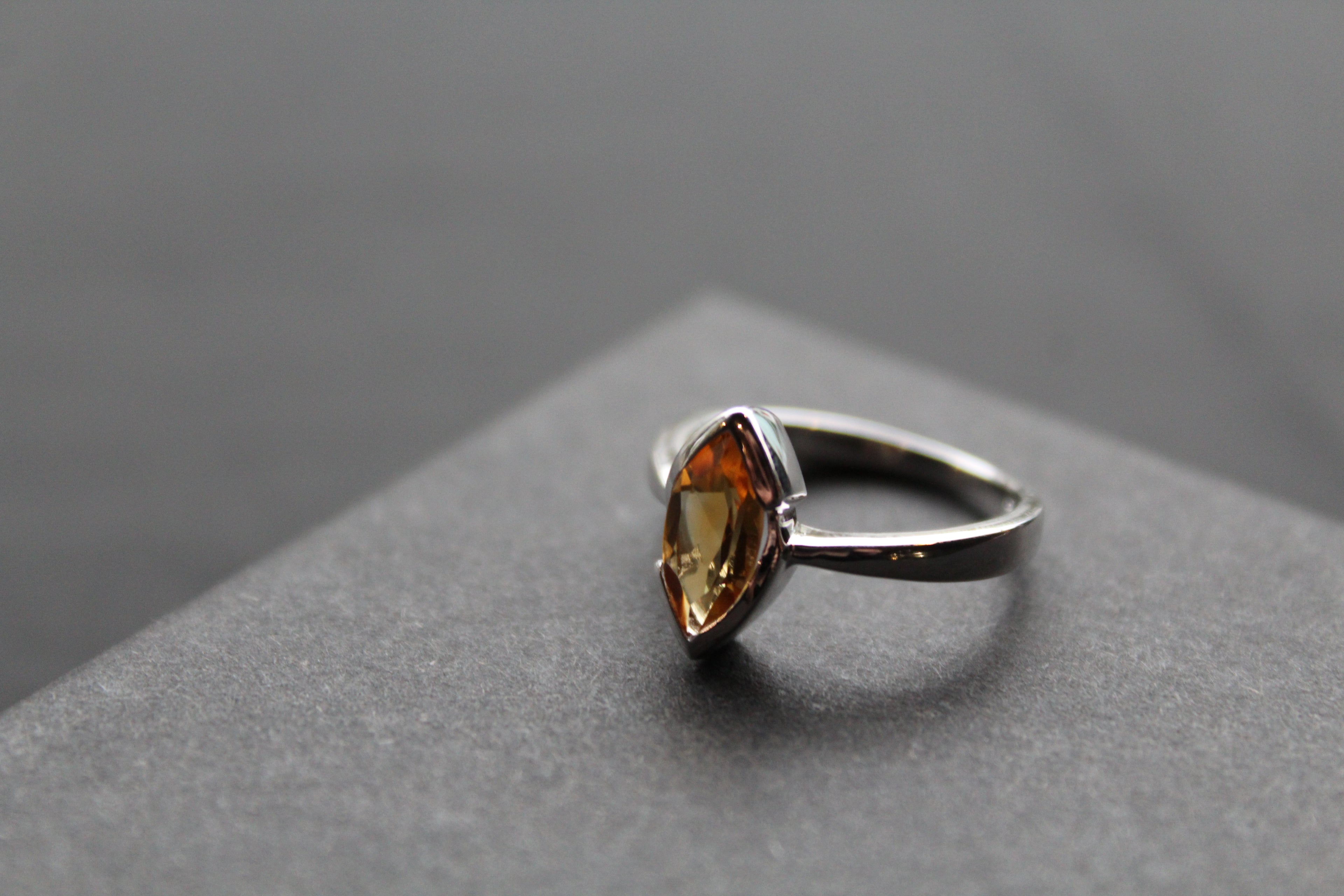 Sterling Silver Citrine Marquise Dress Ring