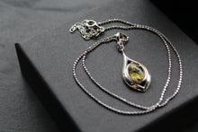 Load image into Gallery viewer, Green Amber Cabochon Pendant and Chain
