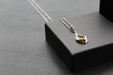 Load image into Gallery viewer, Green Amber Cabochon Pendant and Chain
