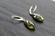 Load image into Gallery viewer, Green Amber Tear Drop Earrings
