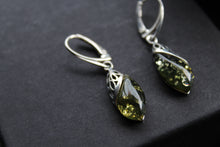 Load image into Gallery viewer, Green Amber Tear Drop Earrings
