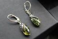 Green Amber Tear Drop Earrings
