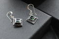 Green CZ Emerald Marcasite Drop Earrings