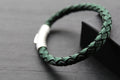 Green Suede Bracelet with Steel Clasp