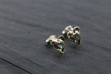 Load image into Gallery viewer, Hammered Blue Topaz Heart Stud Earrings
