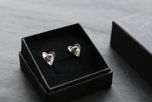 Load image into Gallery viewer, Hammered Blue Topaz Heart Stud Earrings
