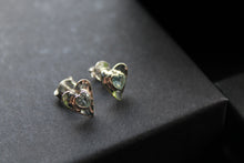 Load image into Gallery viewer, Hammered Blue Topaz Heart Stud Earrings
