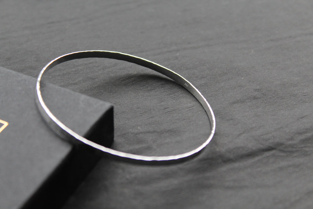 Hammered Solid Silver Slave Bangle