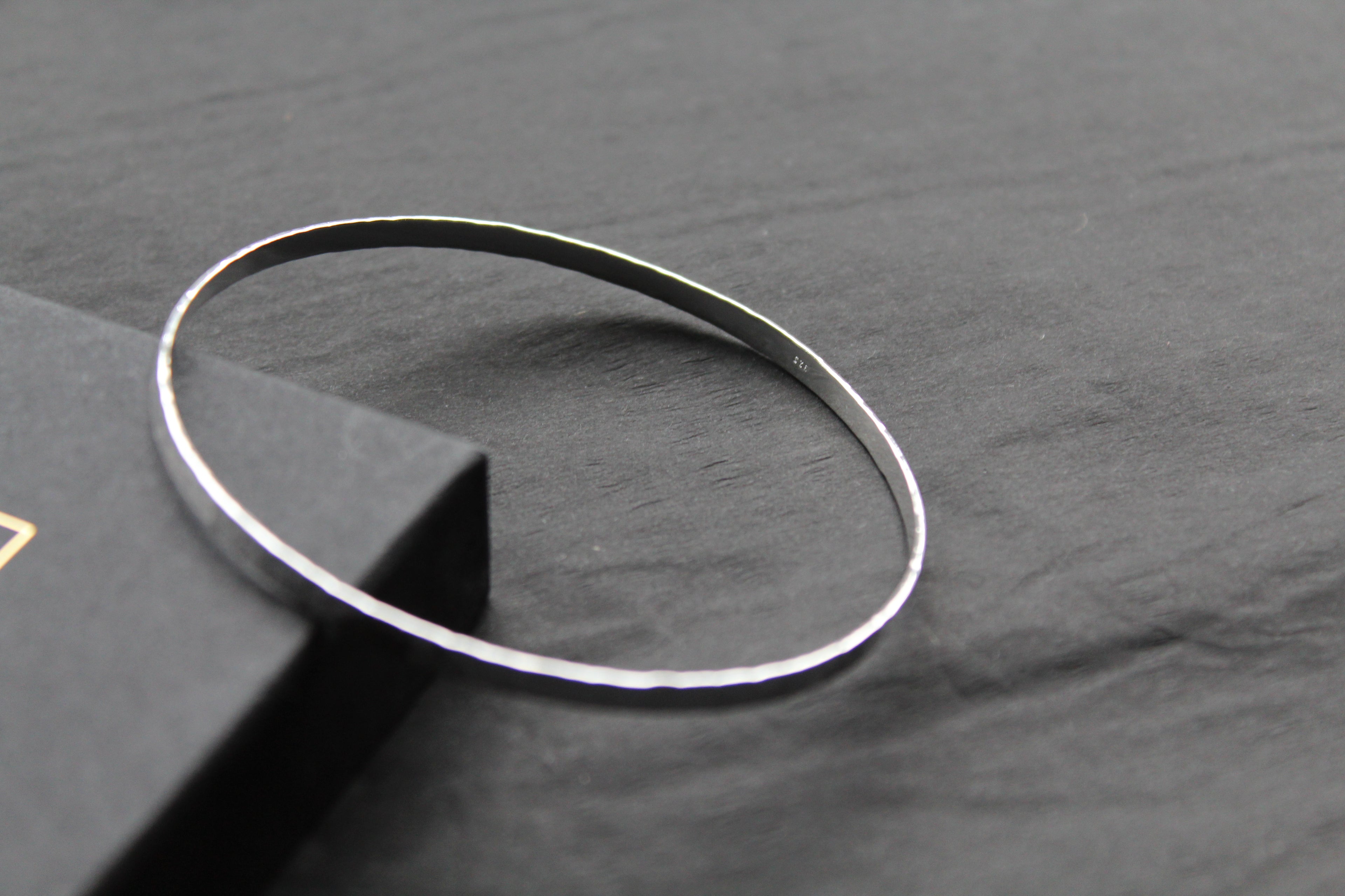 Hammered Solid Silver Slave Bangle