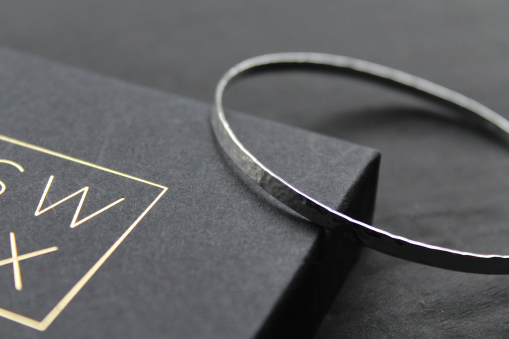 Hammered Solid Silver Slave Bangle