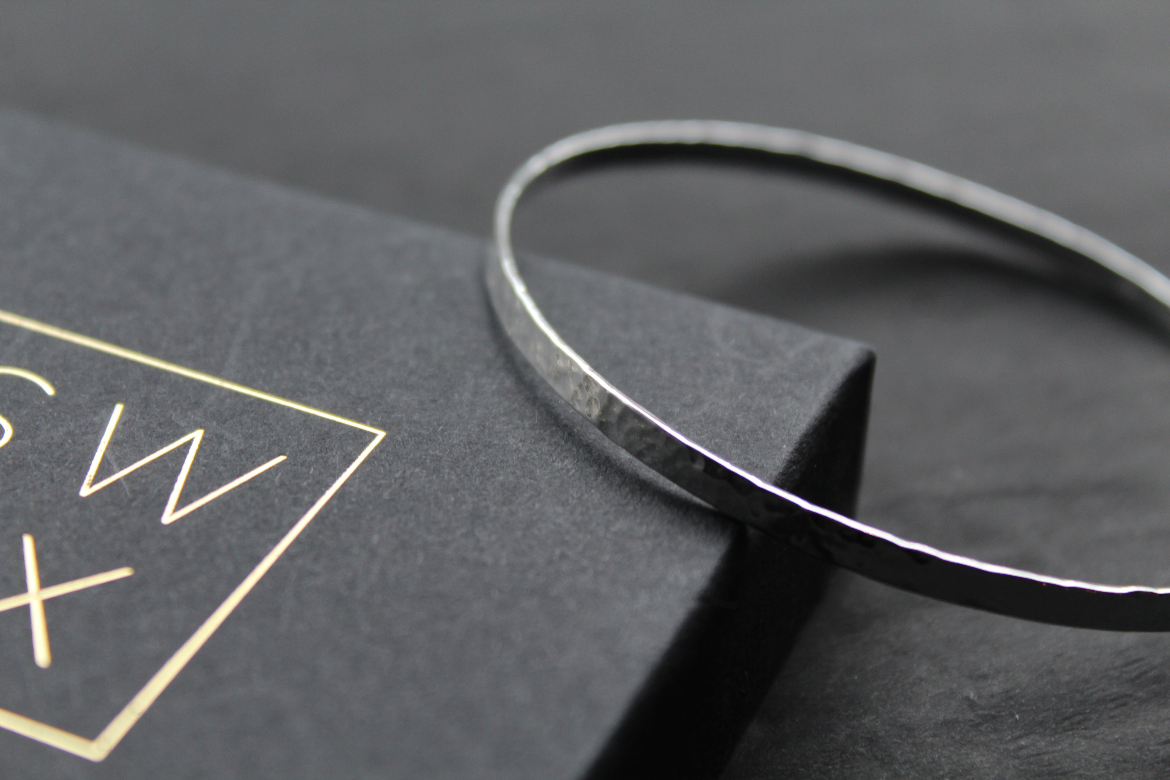 Hammered Solid Silver Slave Bangle