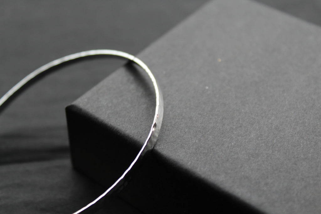 Hammered Solid Silver Slave Bangle