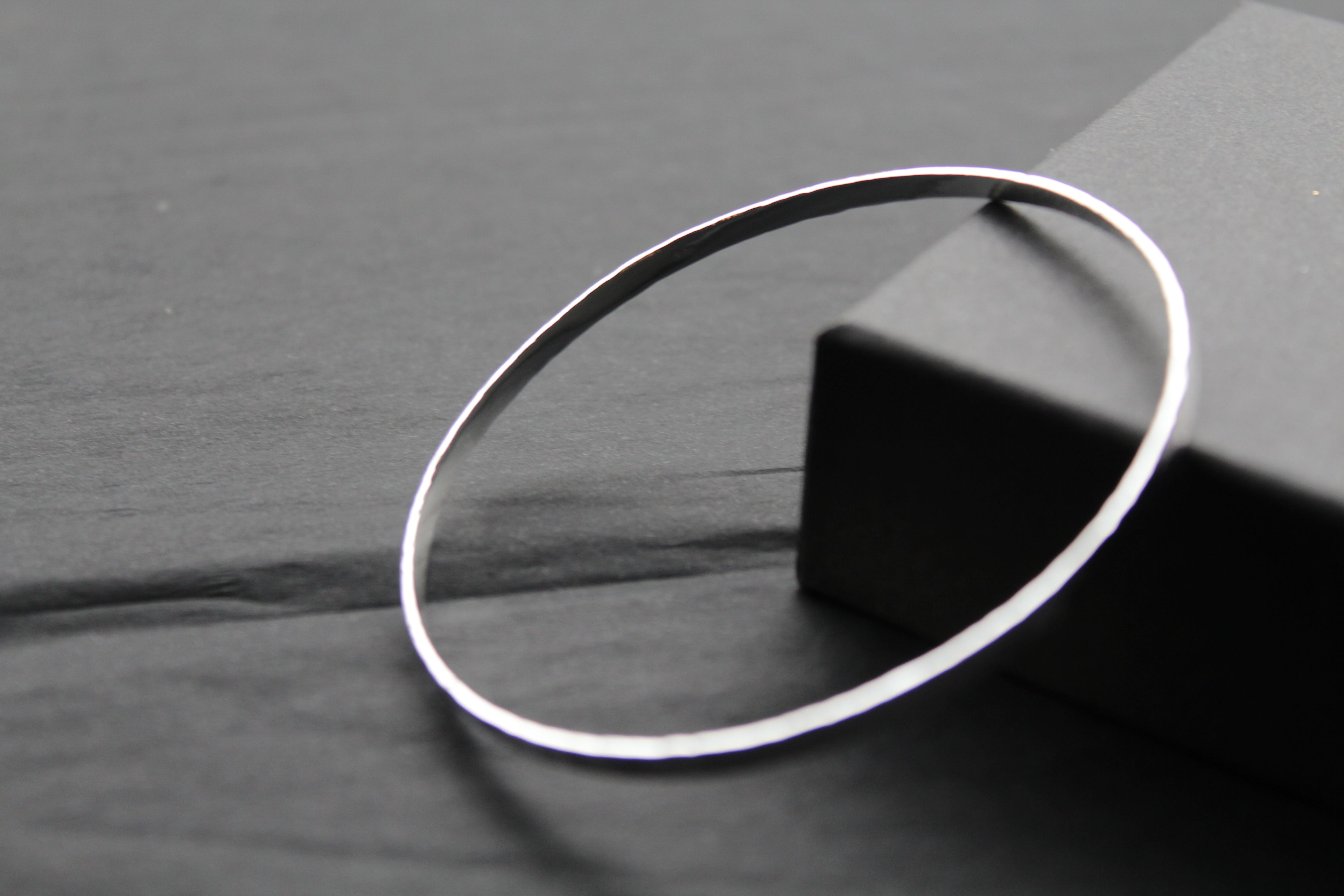 Hammered Solid Silver Slave Bangle
