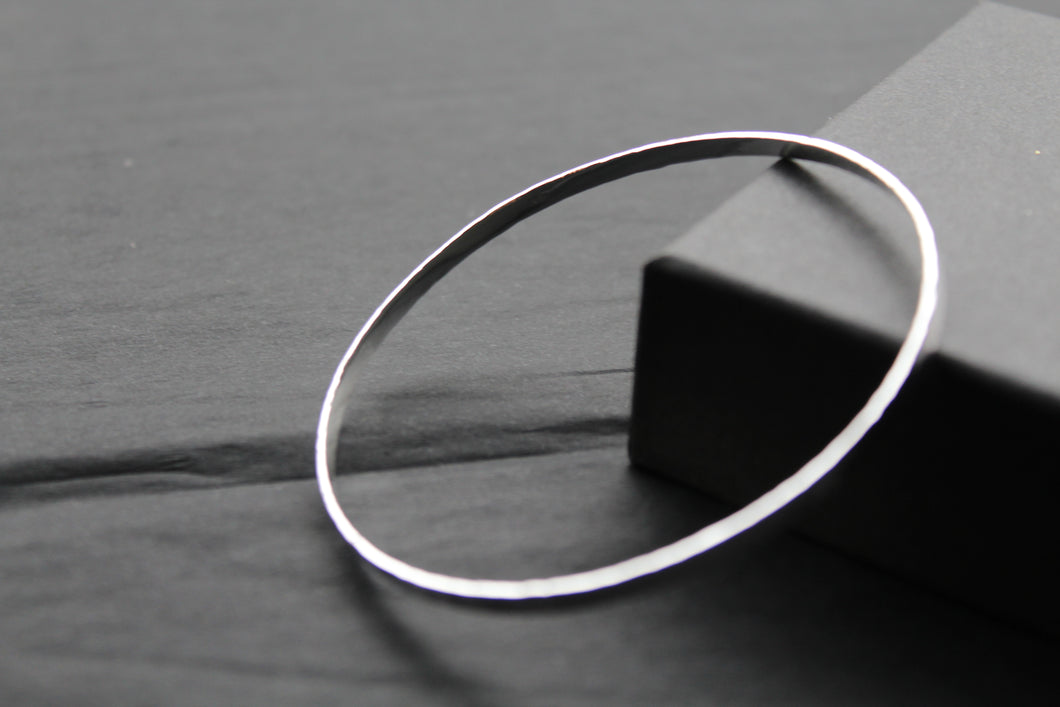 Hammered Solid Silver Slave Bangle