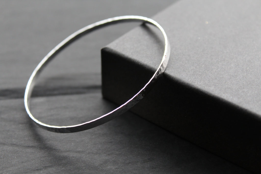 Hammered Solid Silver Slave Bangle