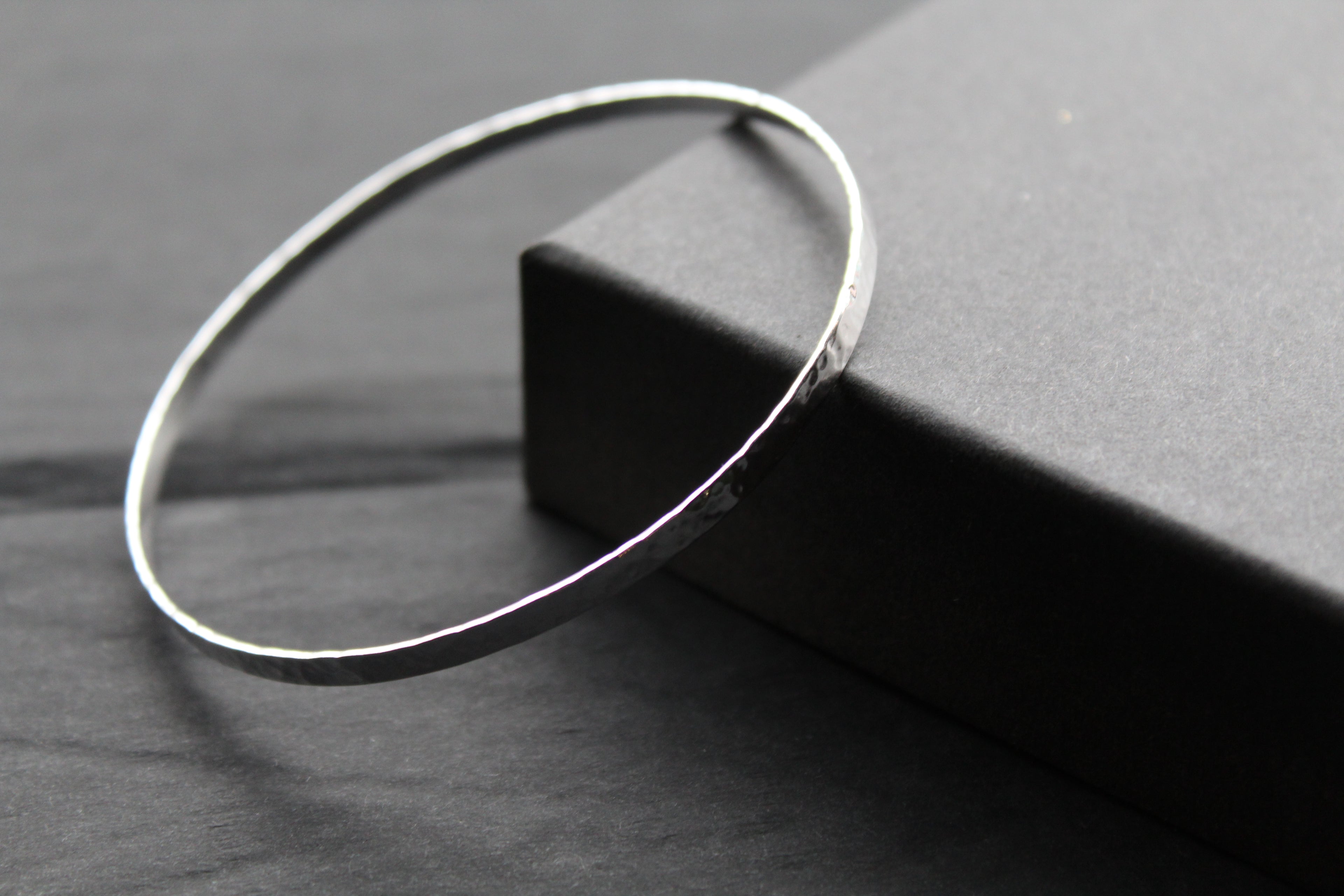 Hammered Solid Silver Slave Bangle
