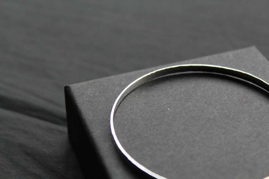 Hammered Solid Silver Slave Bangle