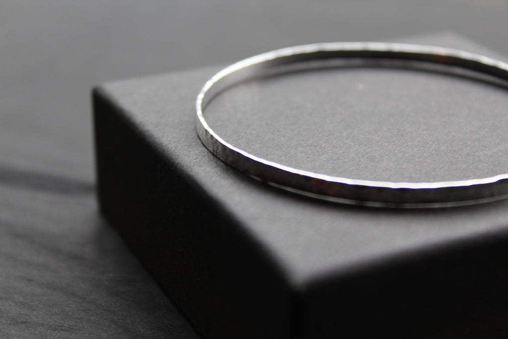Hammered Solid Silver Slave Bangle