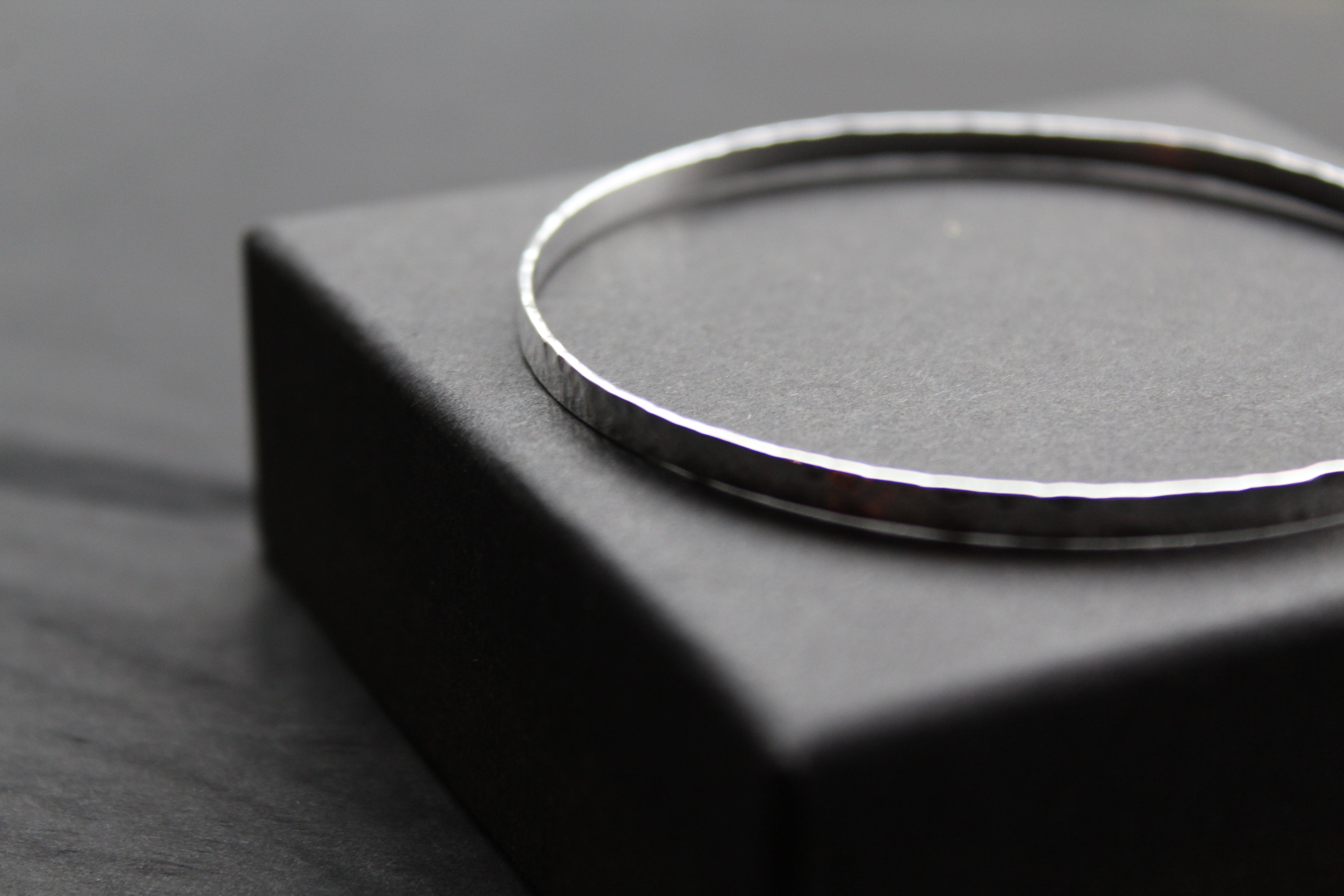 Hammered Solid Silver Slave Bangle