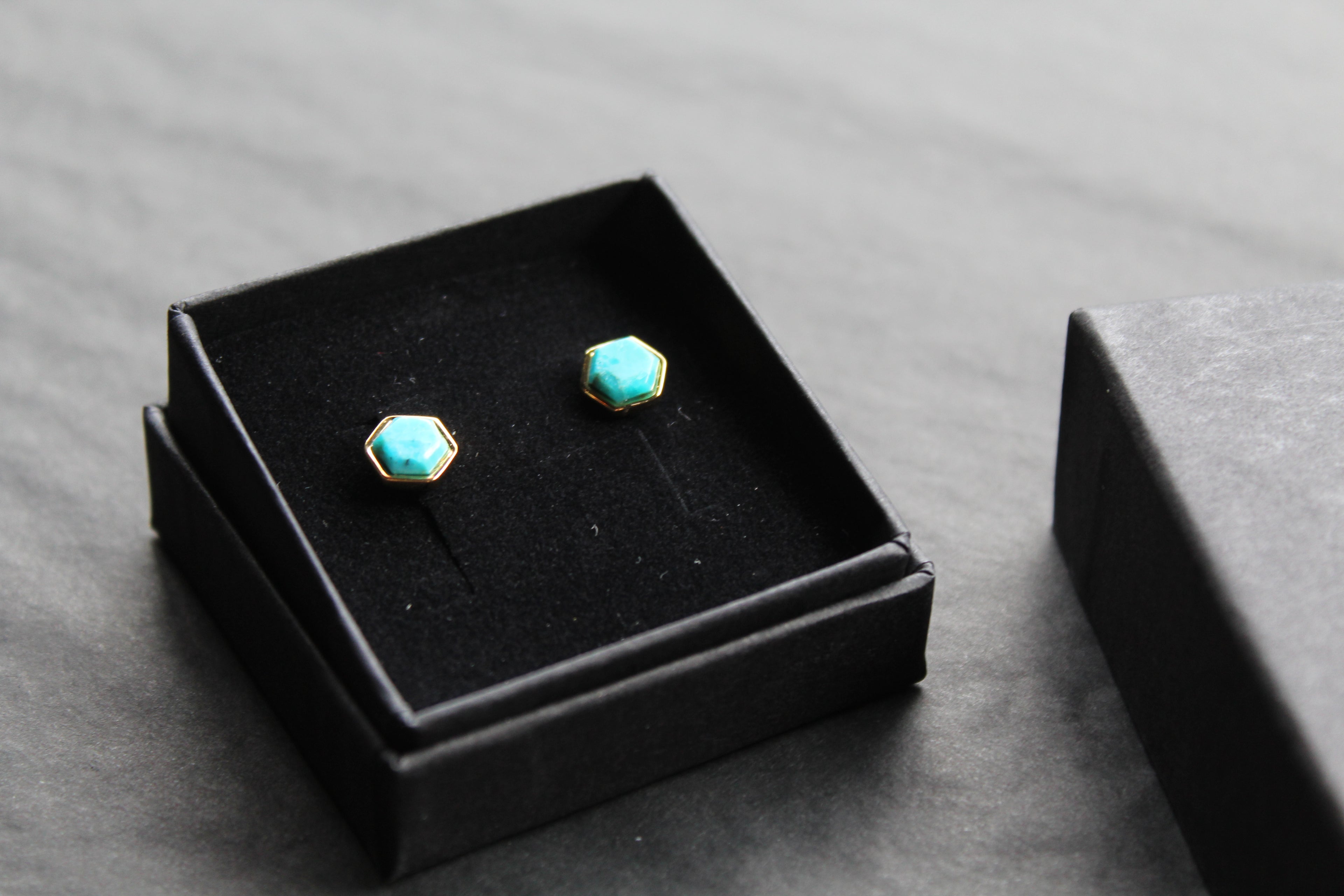 Hexagon Turquoise Stud Earrings