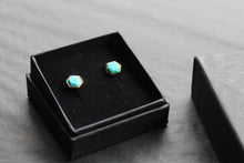 Load image into Gallery viewer, Hexagon Turquoise Stud Earrings
