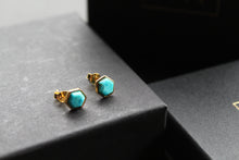 Load image into Gallery viewer, Hexagon Turquoise Stud Earrings
