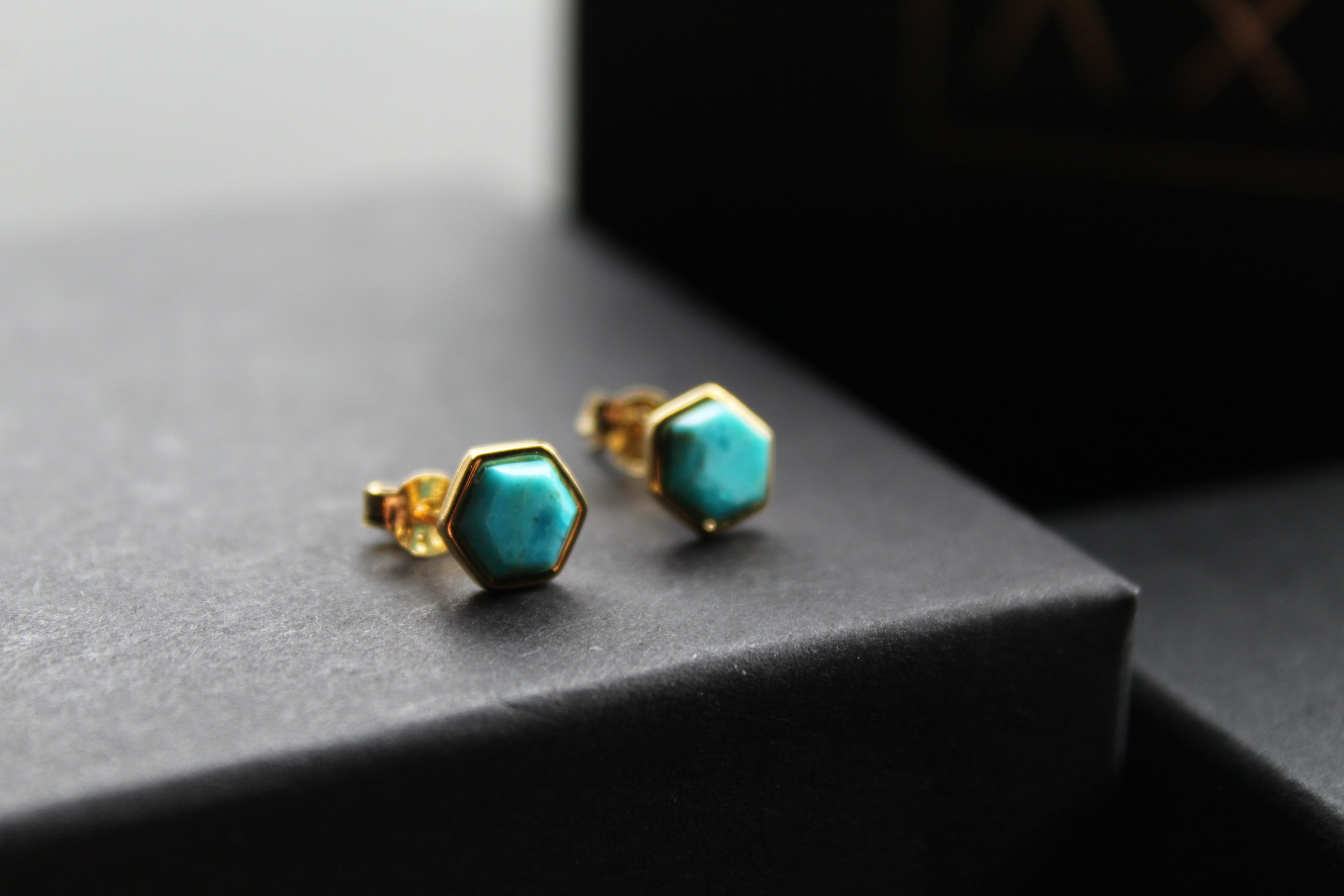 Hexagon Turquoise Stud Earrings