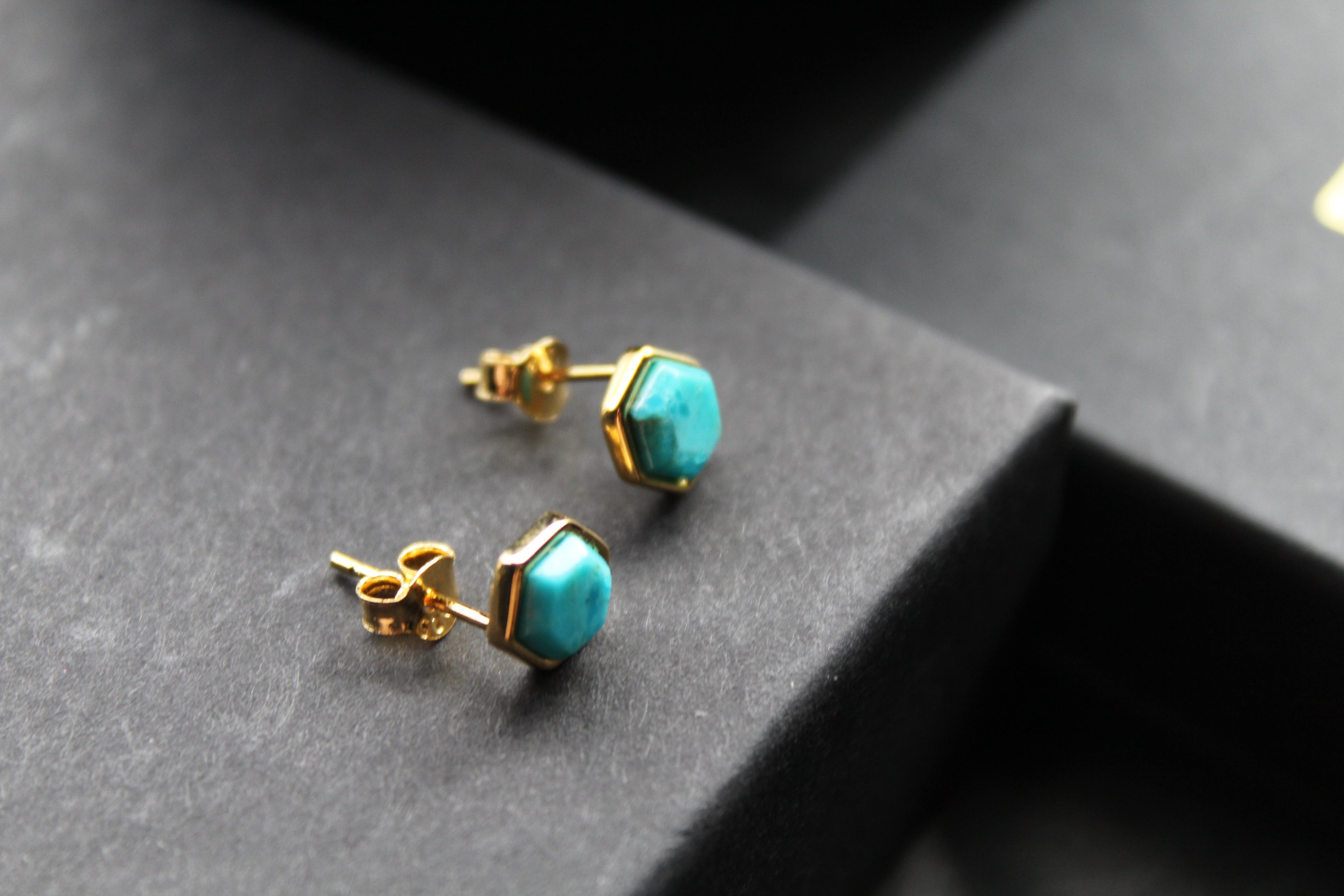 Hexagon Turquoise Stud Earrings