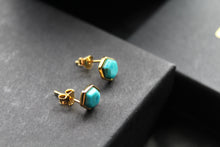 Load image into Gallery viewer, Hexagon Turquoise Stud Earrings
