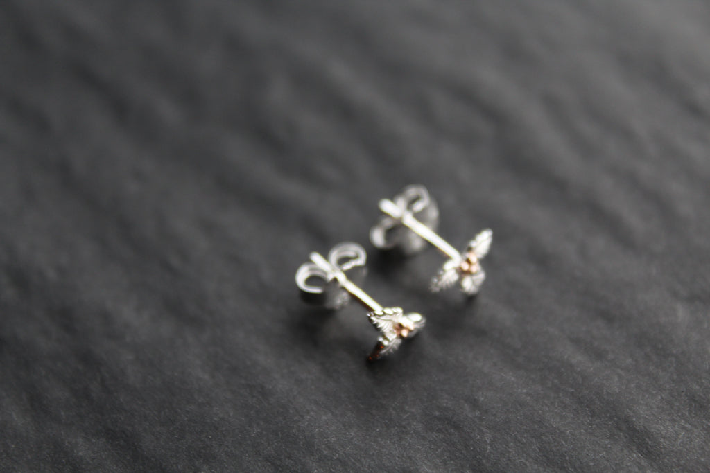 Holly Studs with Rose Gold Plated Berries
