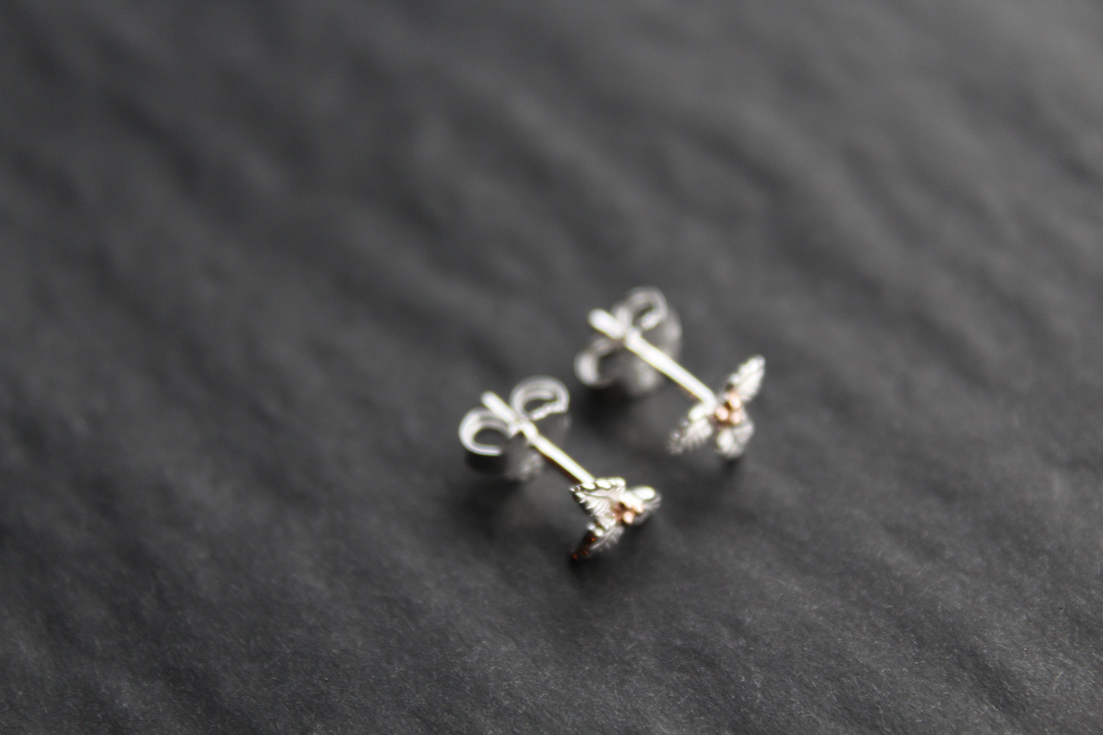 Holly Studs with Rose Gold Plated Berries