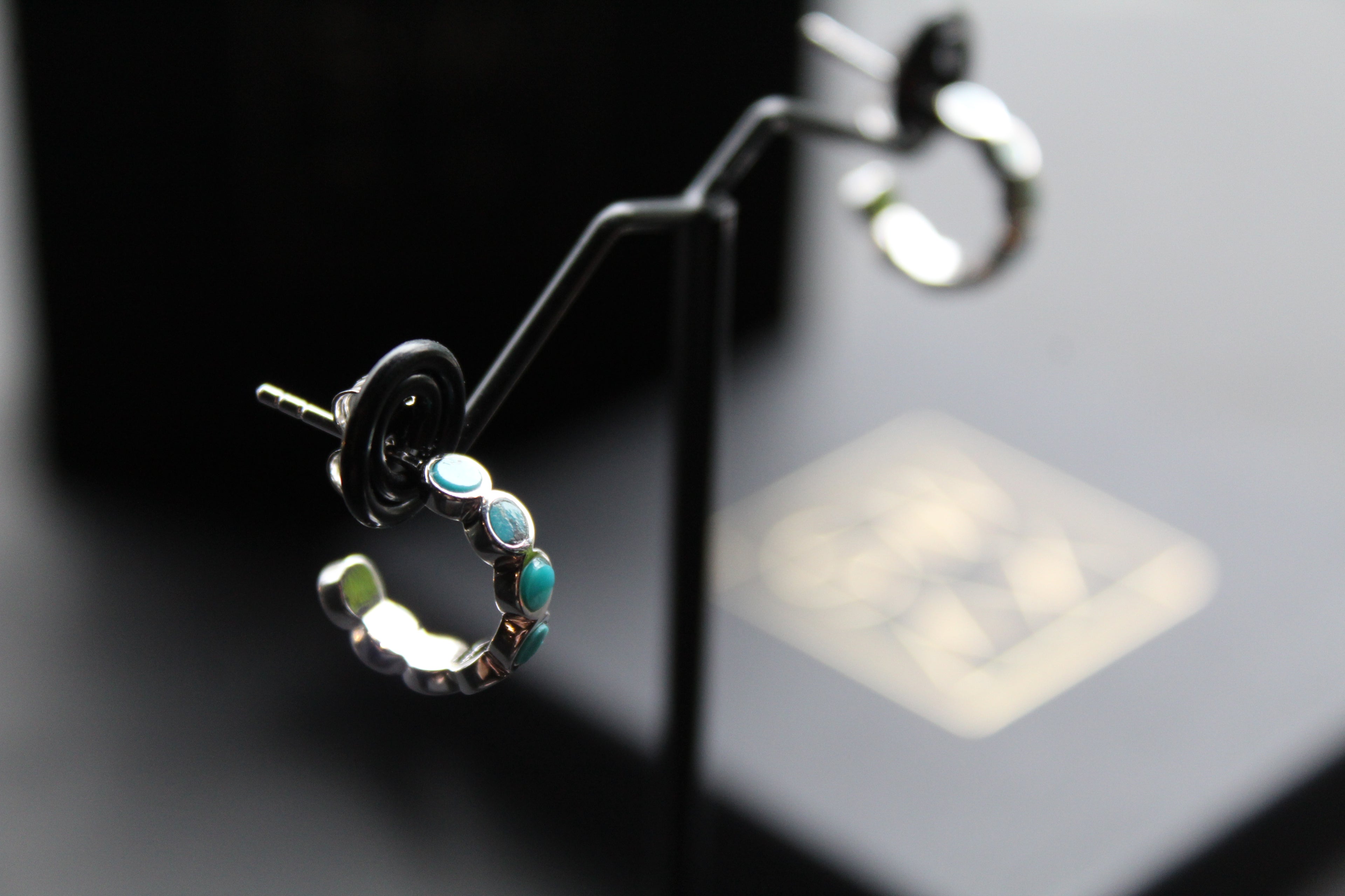 Hoop Studs with Turquoise