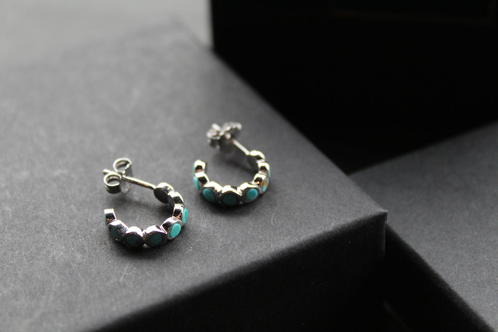 Hoop Studs with Turquoise